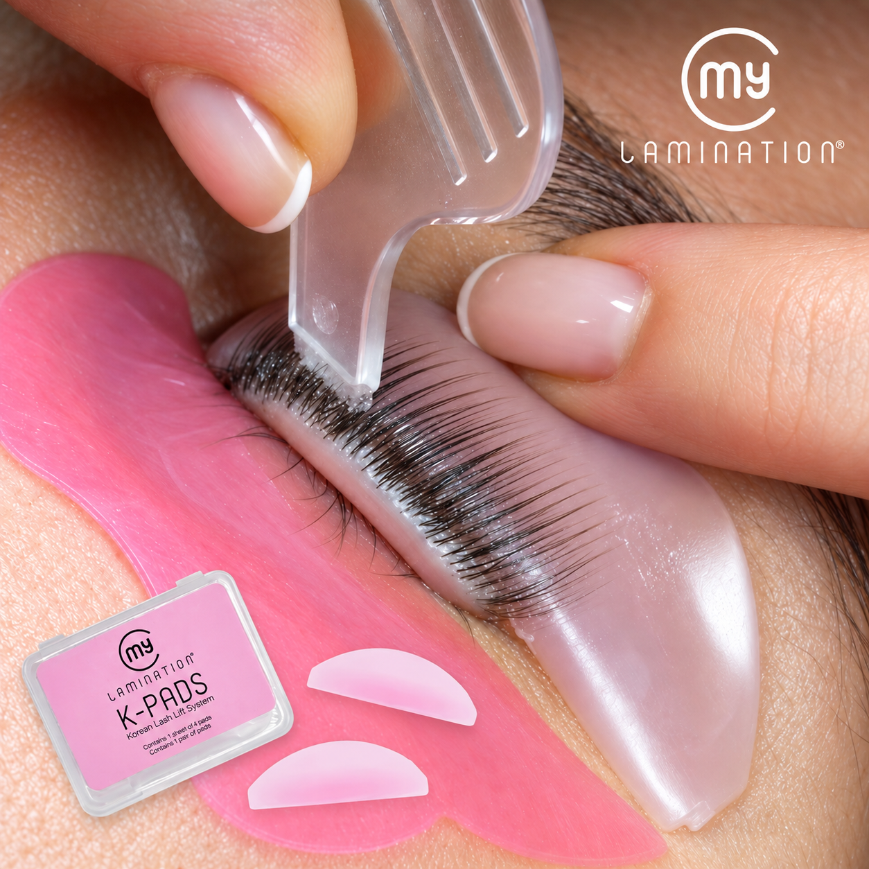 Rehaussement de cils avec les pads en silicone K-PADS de My Lamination.