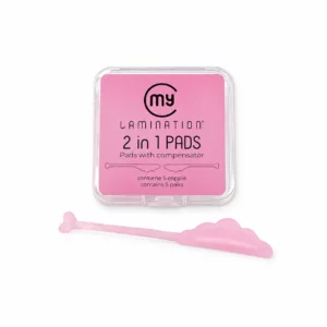 Boîte de pads silicone 2 en 1 roses My Lamination et pad avec compensateur intégré pour rehaussement de cils.