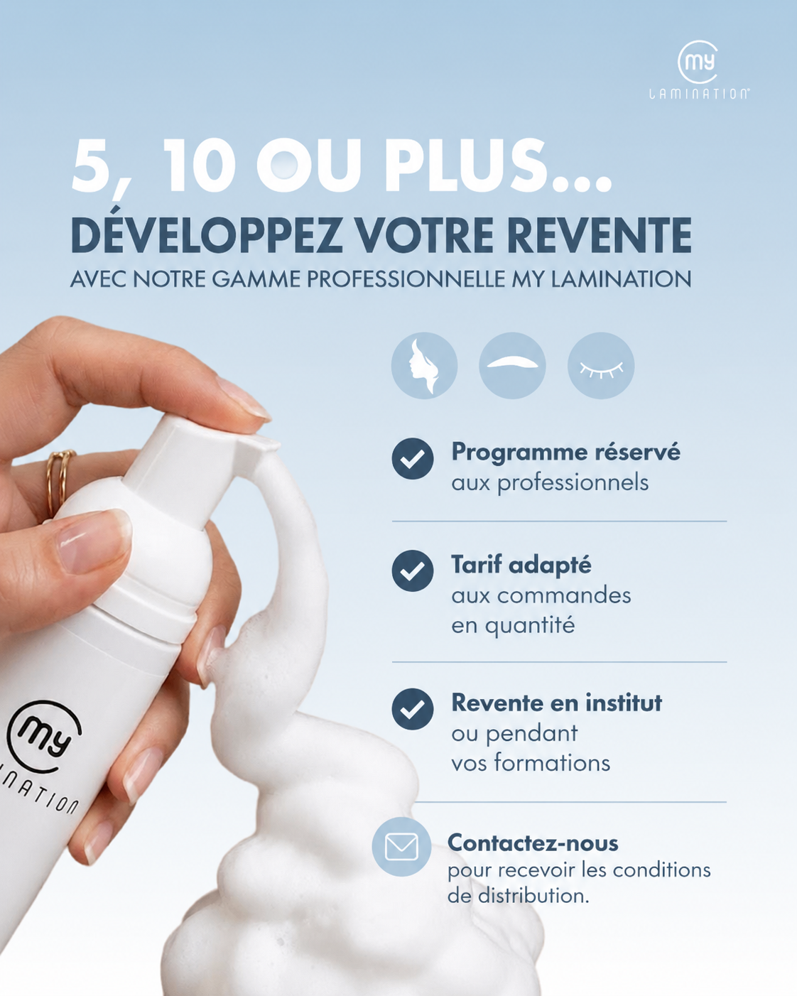Vous pouvez bénéficier de conditions spécifiques pour les commandes professionnelles en quantité.
Ces solutions sont particulièrement adaptées :
à la revente en institut,
aux centres de formation,
aux formatrices qui souhaitent équiper leurs stagiaires,
ou encore aux professionnelles qui utilisent quotidiennement les produits lors de leurs prestations.